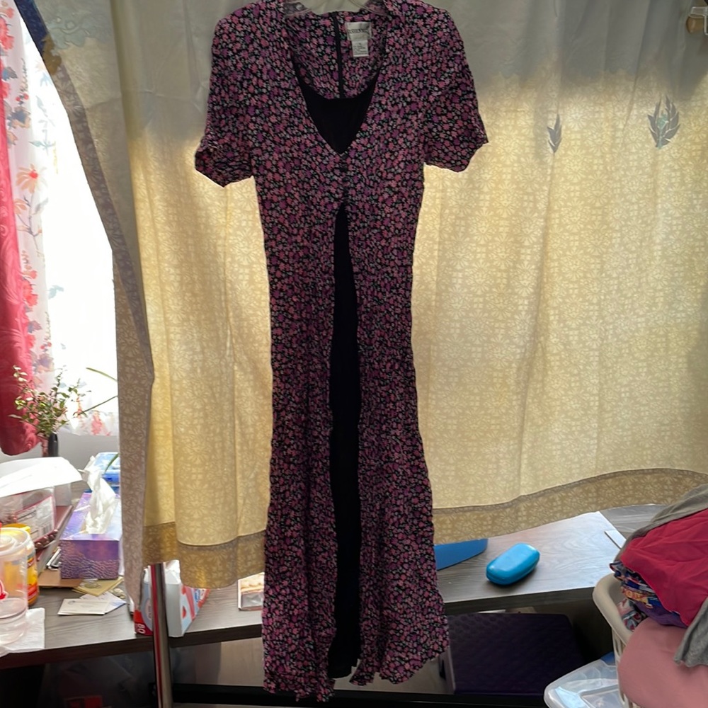 Fashion Bug 16 super cute black dress attached floral cover mini pink flowers - Picture 2 of 9